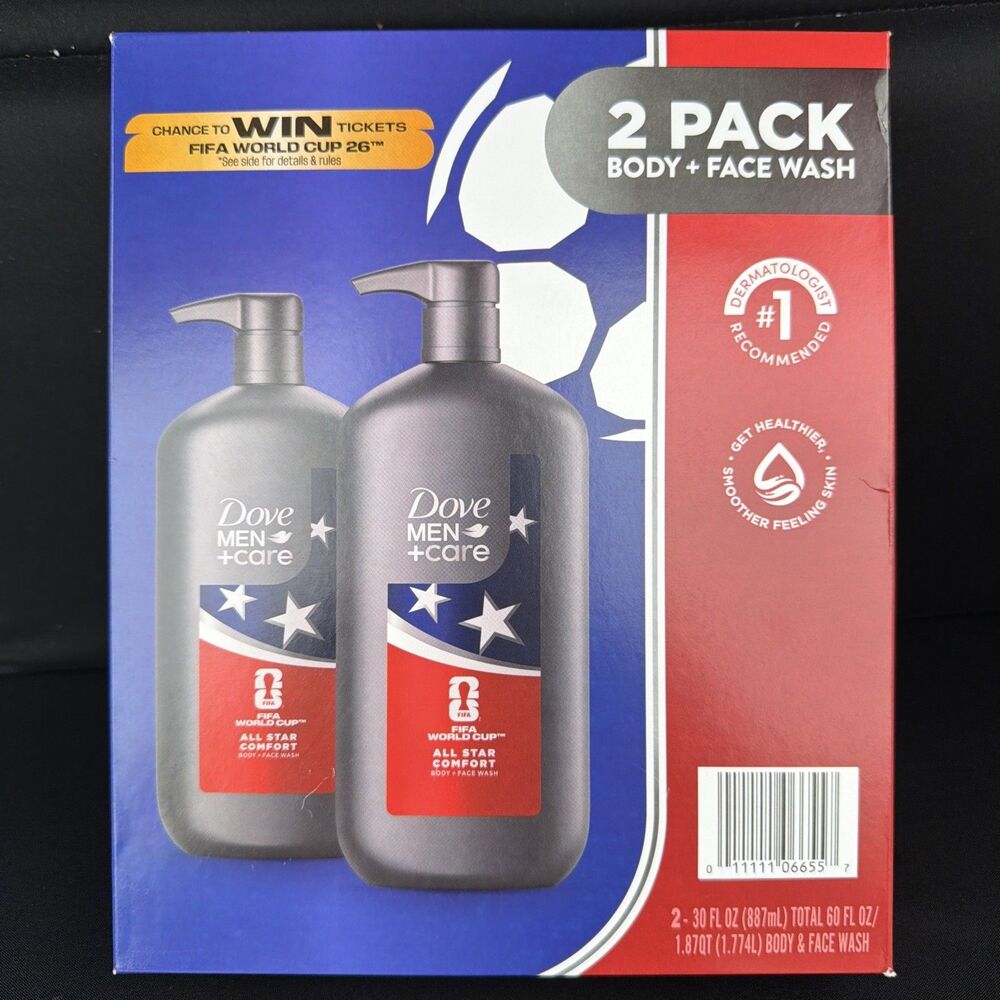 Dove Men Limited Edition FIFA All Star Comfort Body + Face Wash, 30 fl oz, 2 pk
